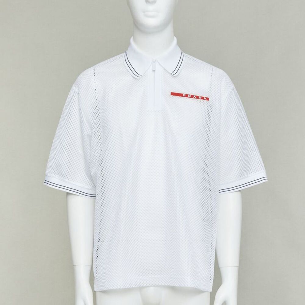 Prada Sport Mesh Half Zip Polo Shirt